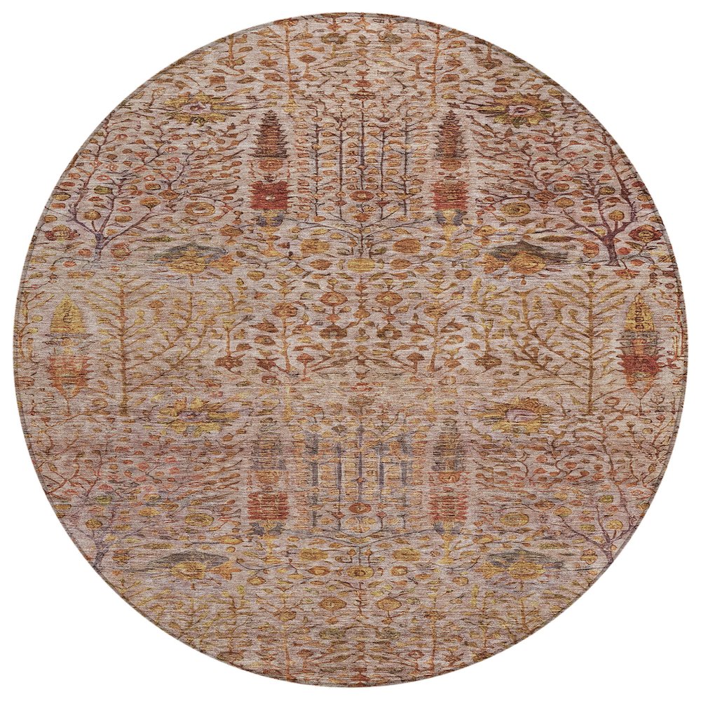 Machine Washable Indoor/Outdoor Chantille ACN2053 Terracotta 8 x 8 Round Rug