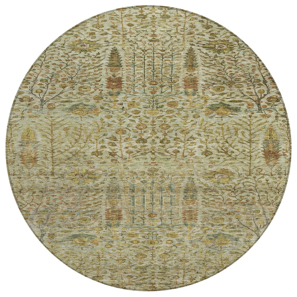 Machine Washable Indoor/Outdoor Chantille ACN2053 Wheat 8 x 8 Round Rug