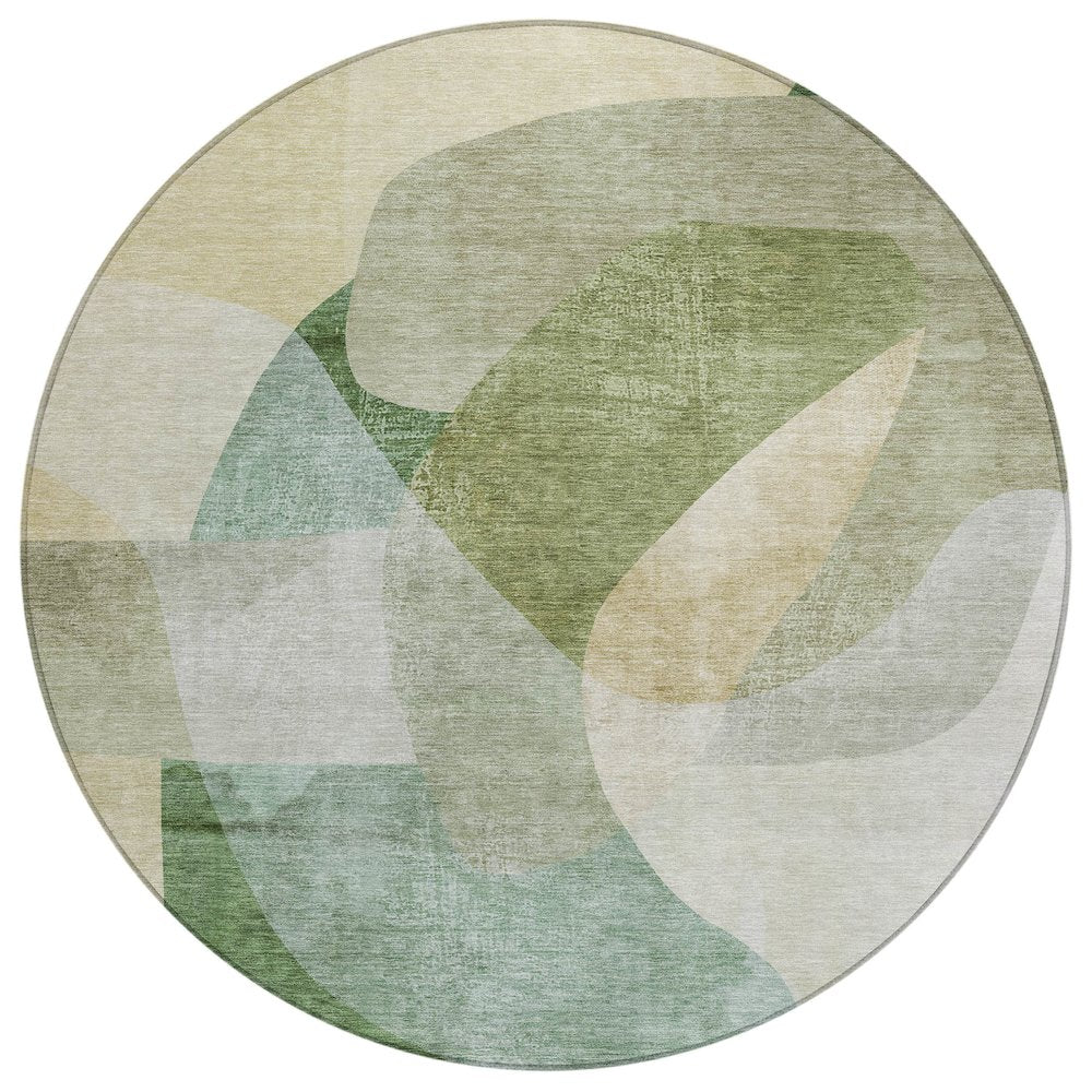 Machine Washable Indoor/Outdoor Chantille ACN2057 Aloe 8 x 8 Round Rug