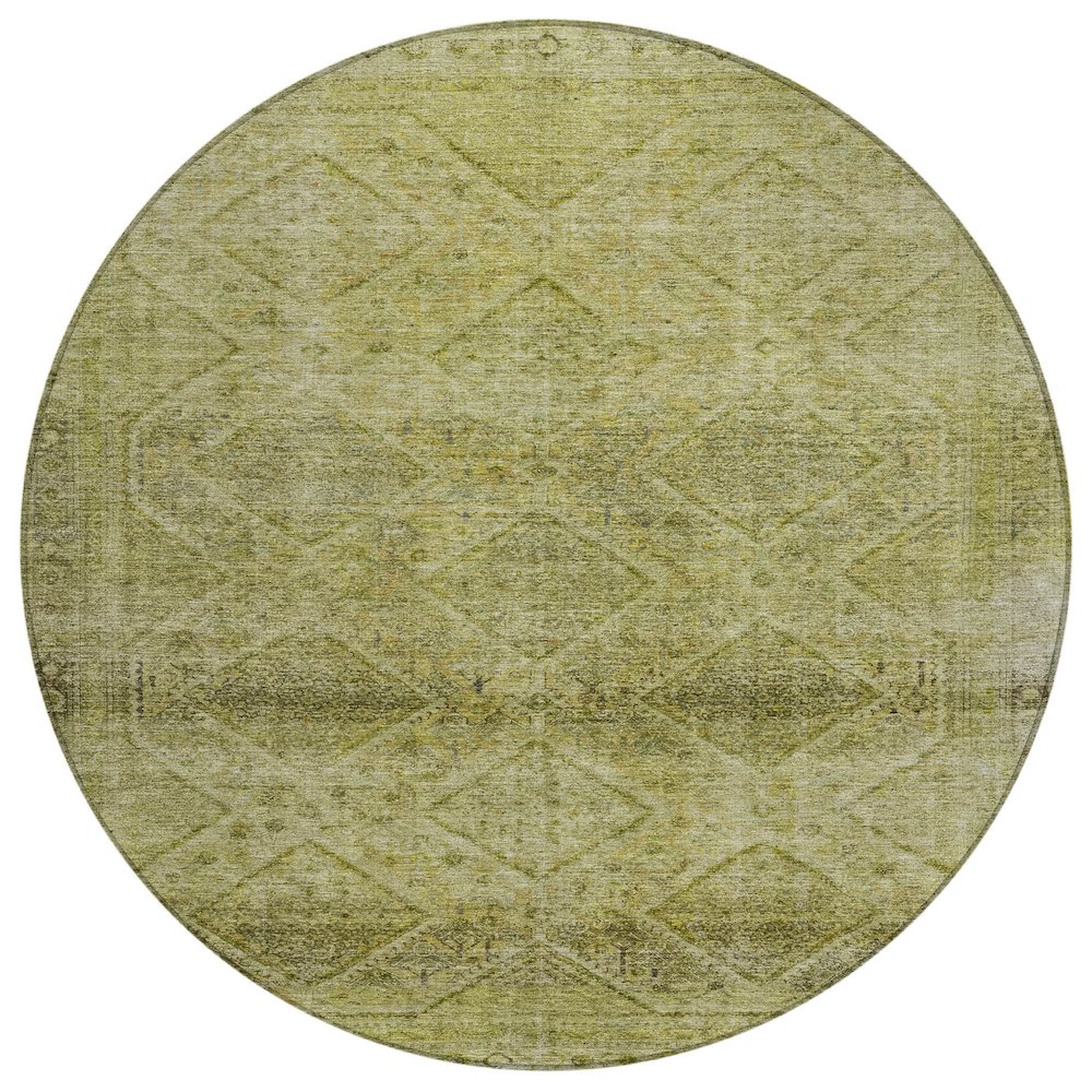 Machine Washable Indoor/Outdoor Chantille ACN2060 Aloe 8 x 8 Round Rug