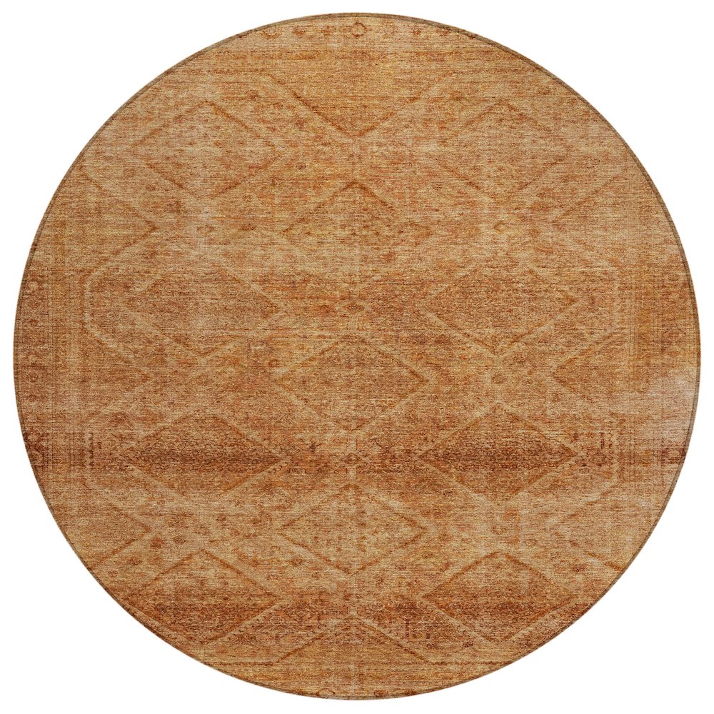 Machine Washable Indoor/Outdoor Chantille ACN2060 Copper 8 x 8 Round Rug