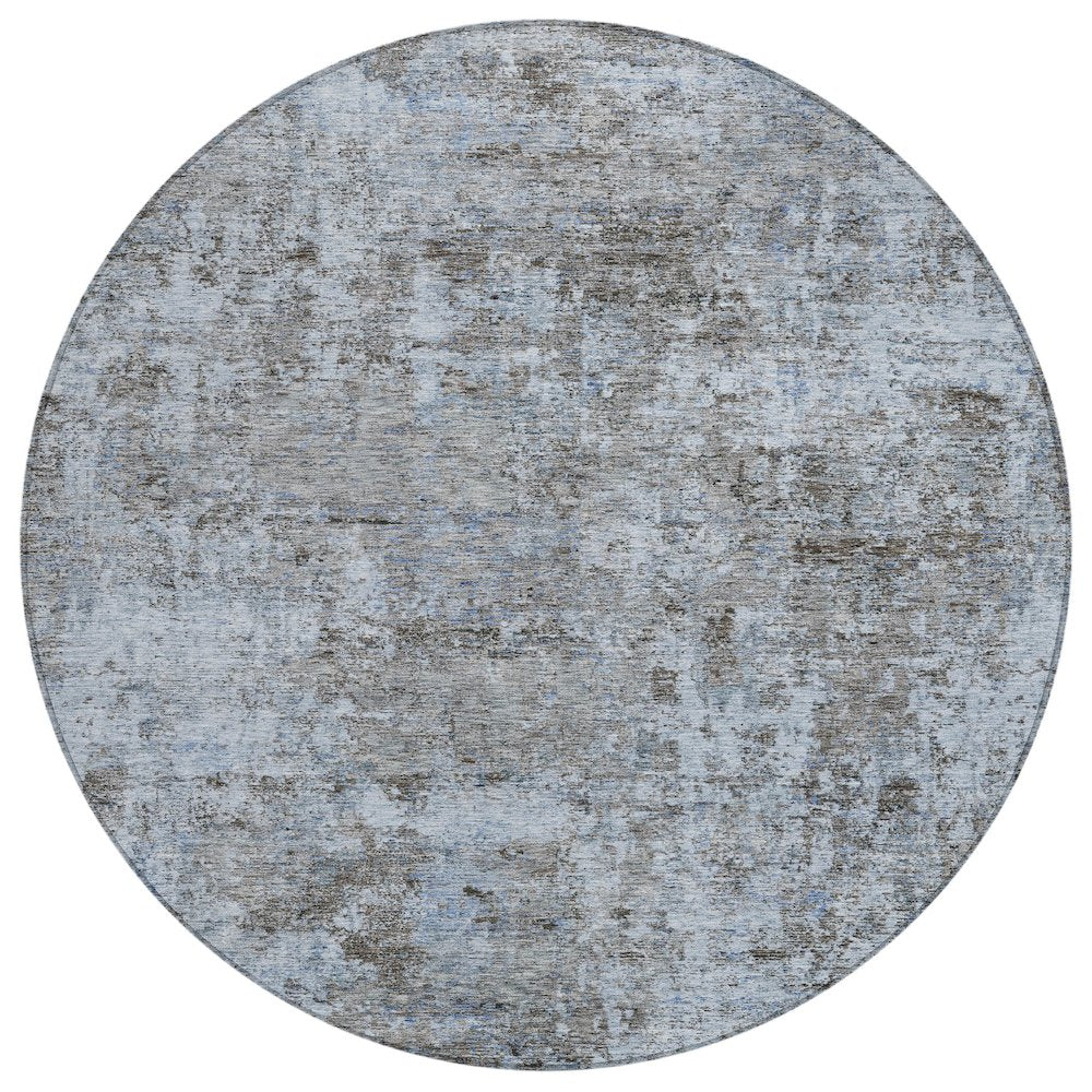Machine Washable Indoor/Outdoor Chantille ACN2061 Blue 8 x 8 Round Rug