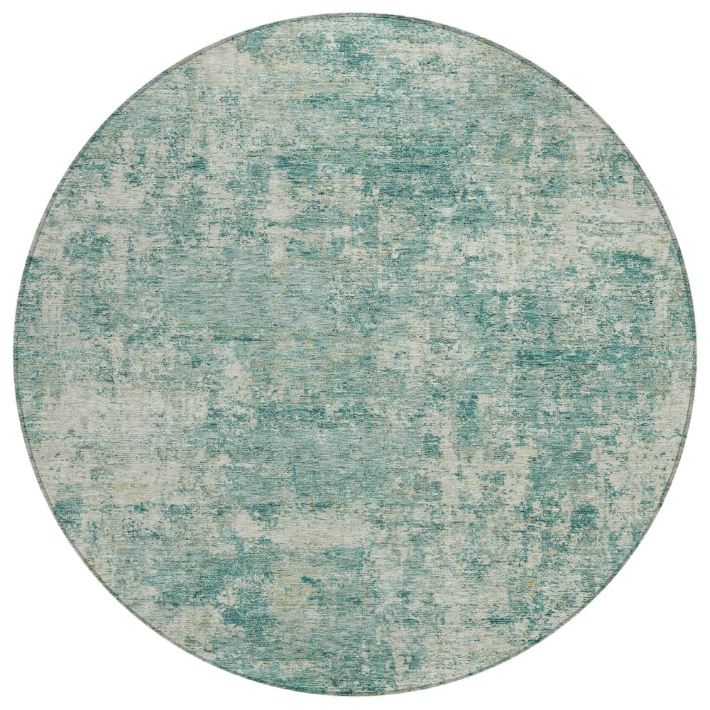 Machine Washable Indoor/Outdoor Chantille ACN2061 Teal 8 x 8 Round Rug