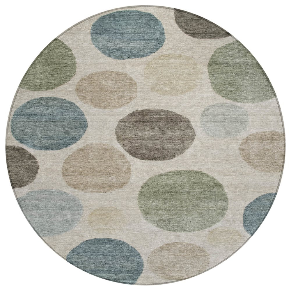 Machine Washable Indoor/Outdoor Chantille ACN2062 Khaki 8 x 8 Round Rug