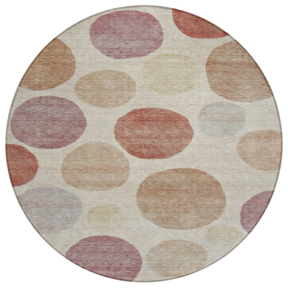 Machine Washable Indoor/Outdoor Chantille ACN2062 Salmon 8 x 8 Round Rug