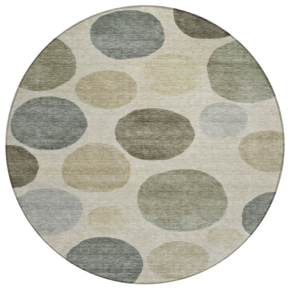 Machine Washable Indoor/Outdoor Chantille ACN2062 Taupe 8 x 8 Round Rug