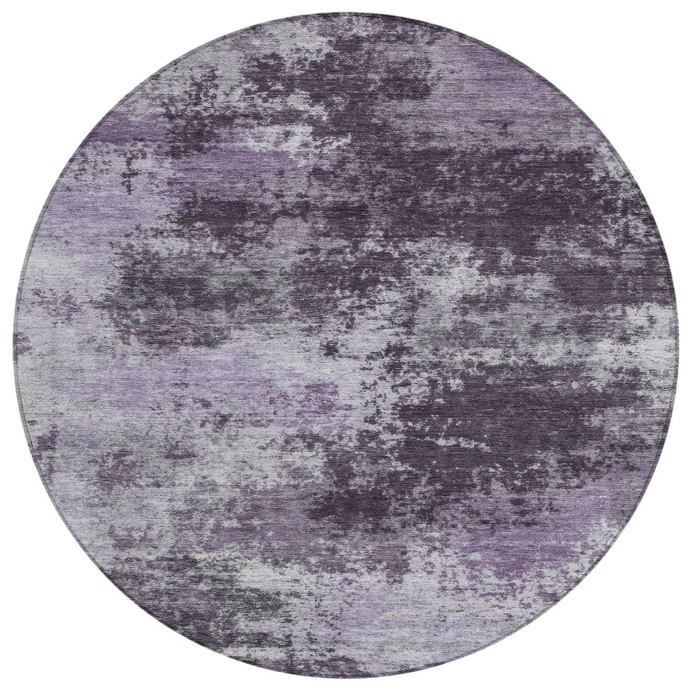 Machine Washable Indoor/Outdoor Chantille ACN2065 Purple 8 x 8 Round Rug