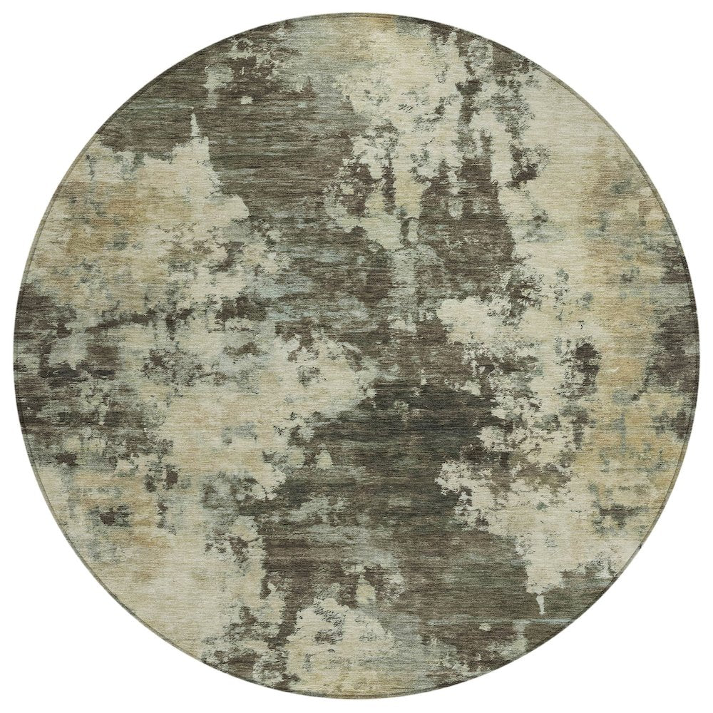 Machine Washable Indoor/Outdoor Chantille ACN2066 Brown 8 x 8 Round Rug