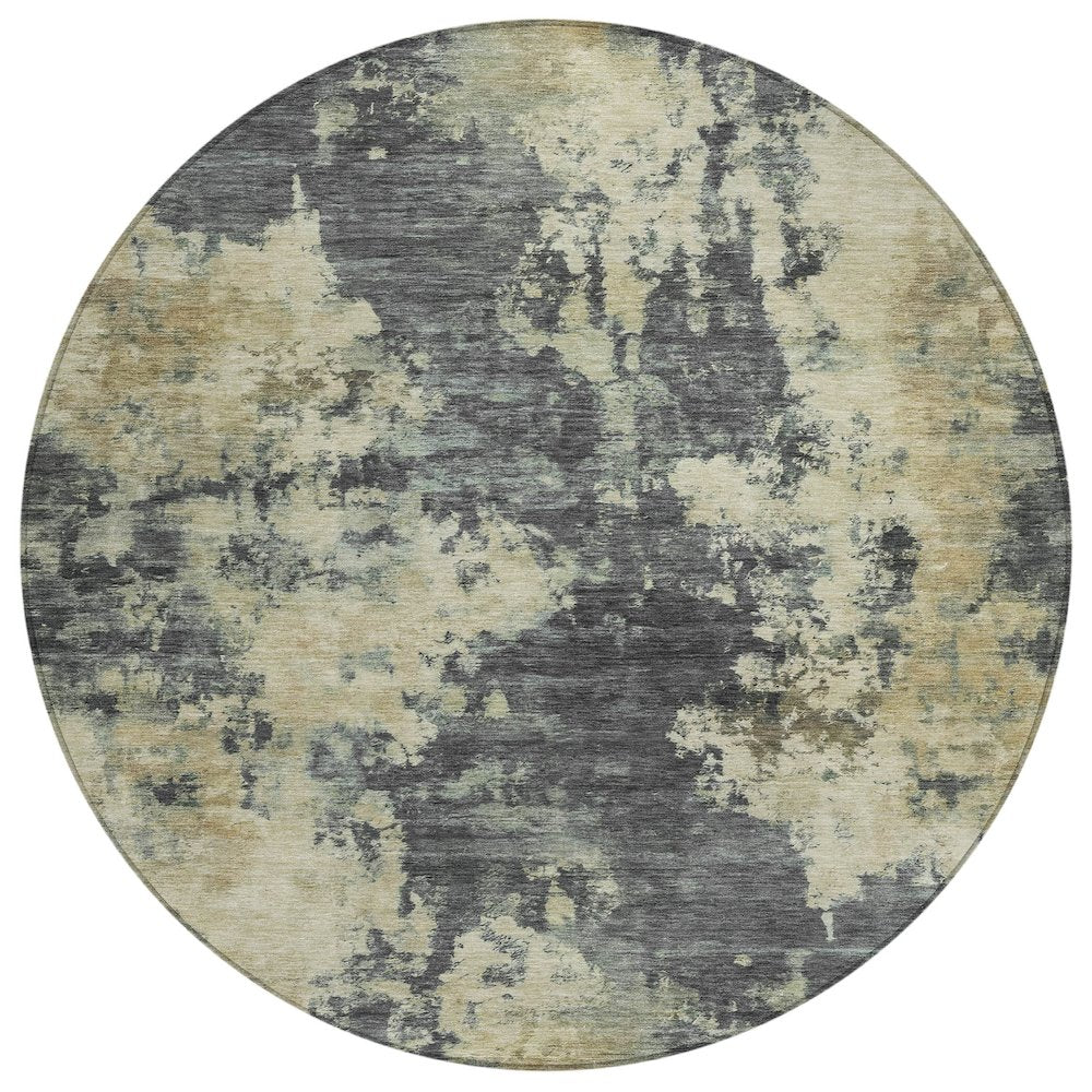 Machine Washable Indoor/Outdoor Chantille ACN2066 Gray 8 x 8 Round Rug