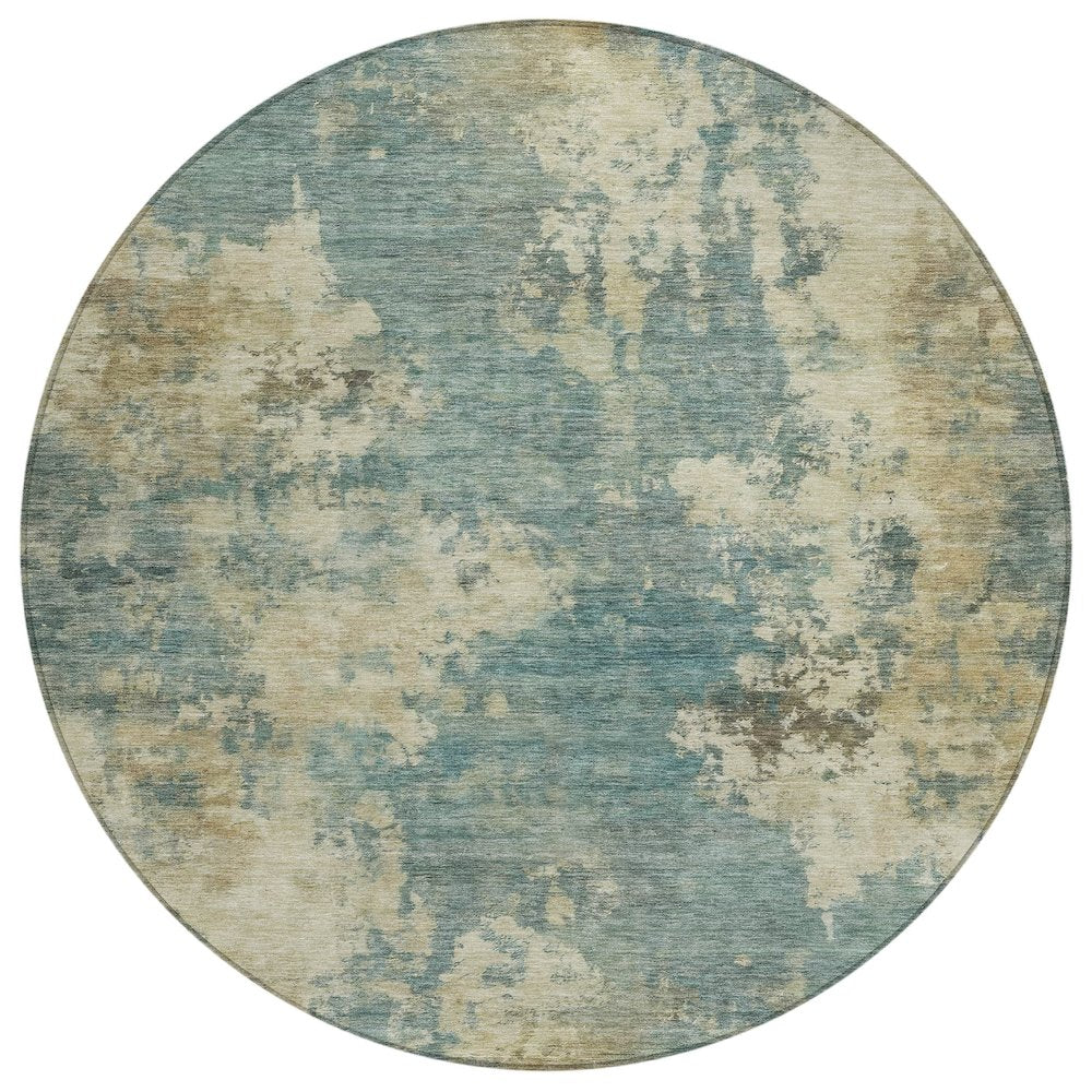 Machine Washable Indoor/Outdoor Chantille ACN2066 Teal 8 x 8 Round Rug