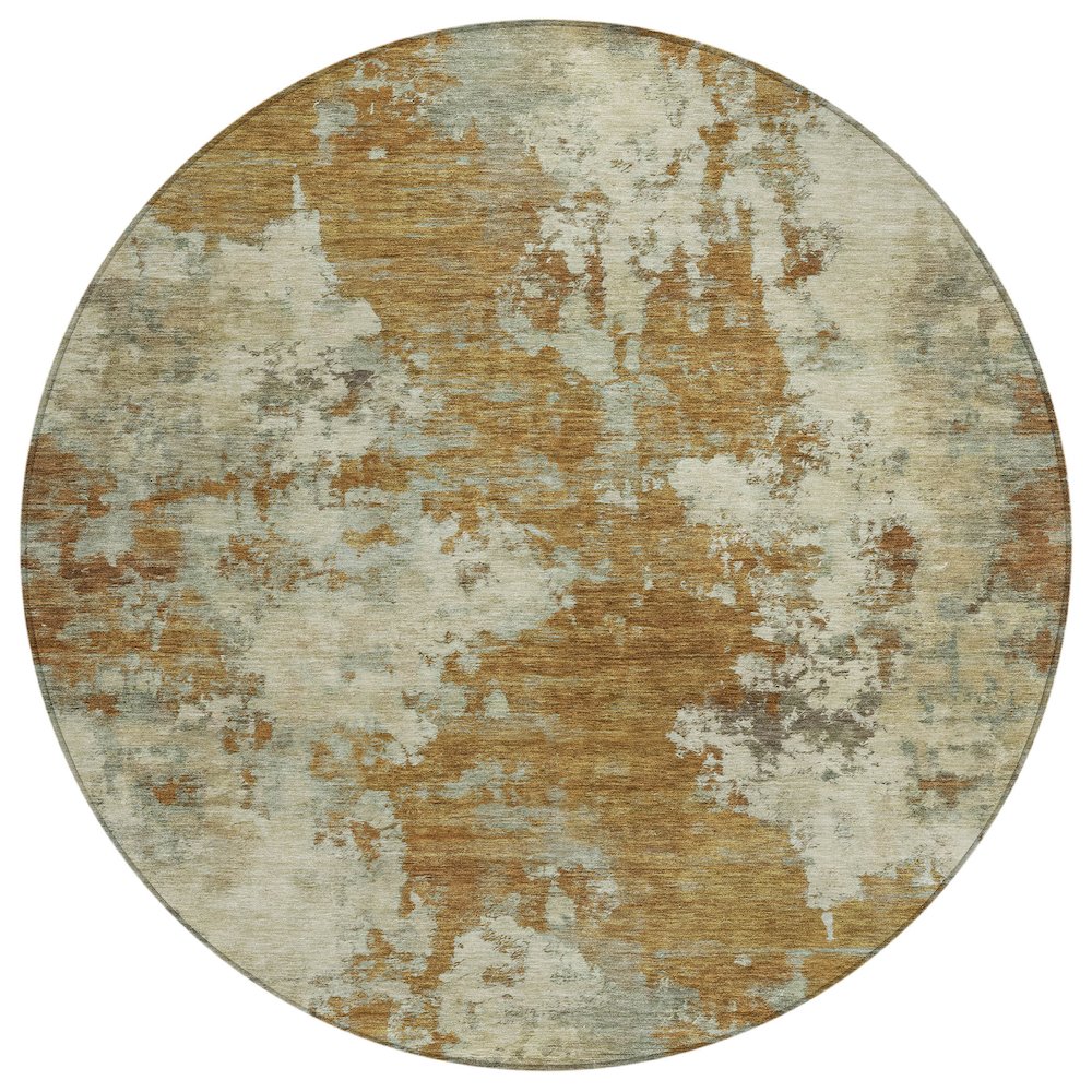 Machine Washable Indoor/Outdoor Chantille ACN2066 Terracotta 8 x 8 Round Rug