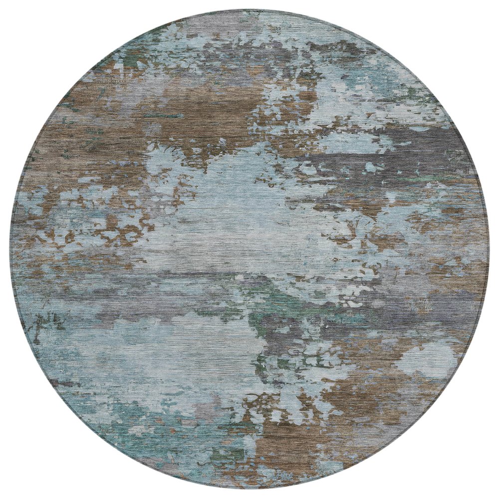 Machine Washable Indoor/Outdoor Chantille ACN2067 Brown 8 x 8 Round Rug