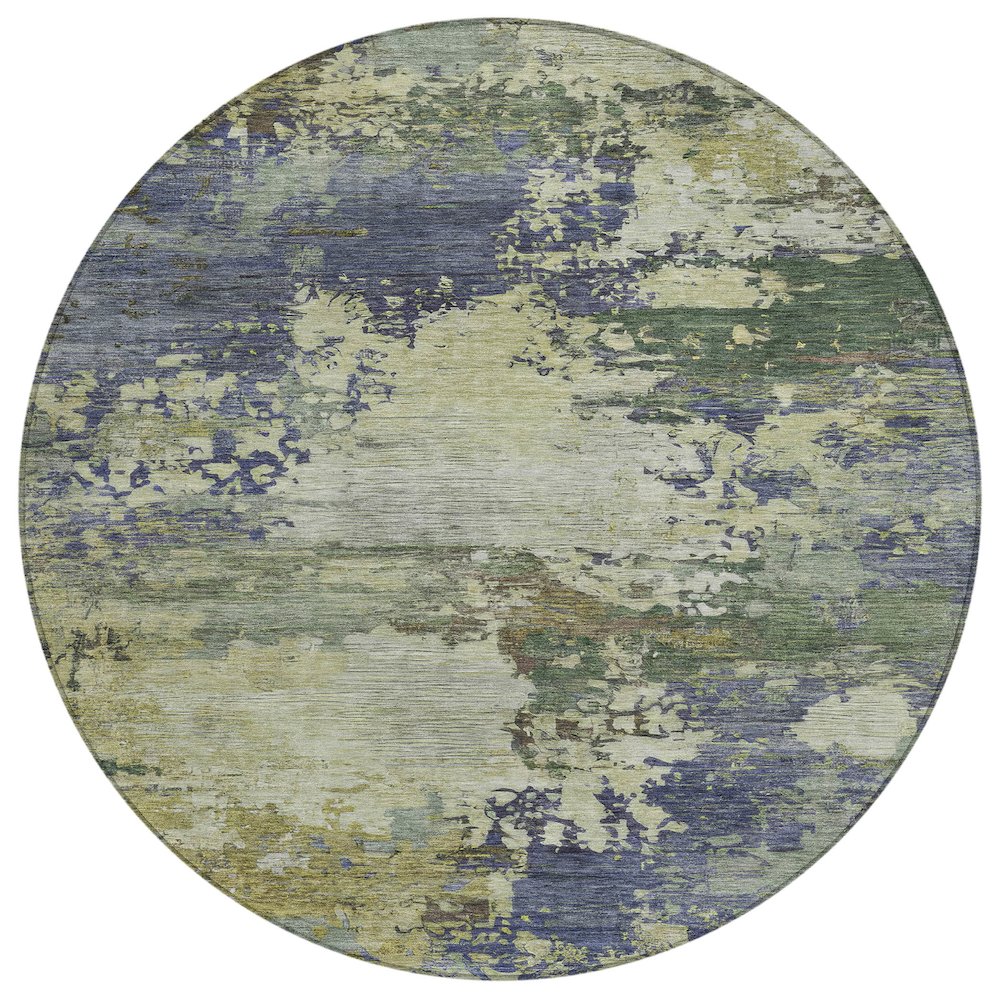 Machine Washable Indoor/Outdoor Chantille ACN2067 Purple 8 x 8 Round Rug