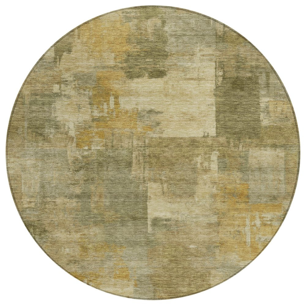 Machine Washable Indoor/Outdoor Chantille ACN2069 Khaki 8 x 8 Round Rug