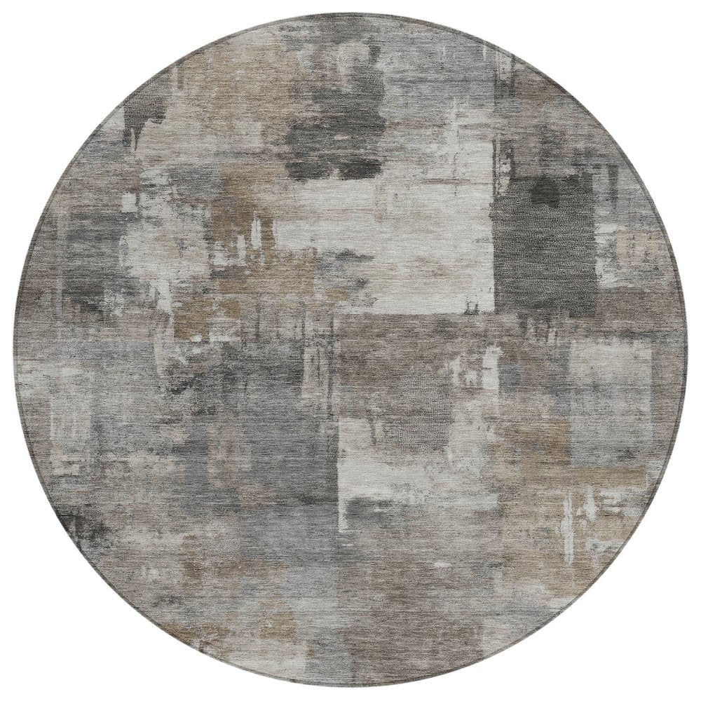 Machine Washable Indoor/Outdoor Chantille ACN2069 Pewter 8 x 8 Round Rug