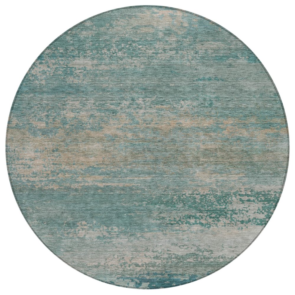 Machine Washable Indoor/Outdoor Chantille ACN2071 Aqua 8 x 8 Round Rug