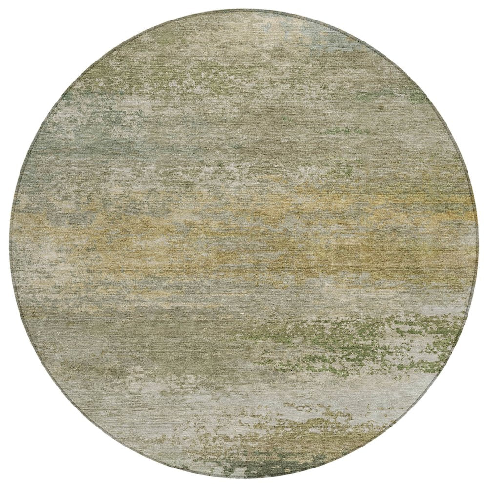 Machine Washable Indoor/Outdoor Chantille ACN2071 Beige 8 x 8 Round Rug