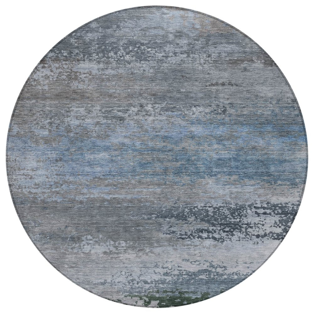Machine Washable Indoor/Outdoor Chantille ACN2071 Pewter 8 x 8 Round Rug