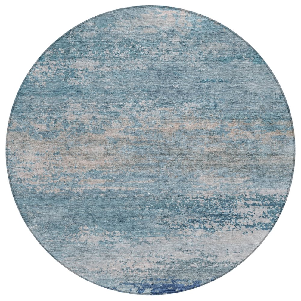 Machine Washable Indoor/Outdoor Chantille ACN2071 Sky 8 x 8 Round Rug
