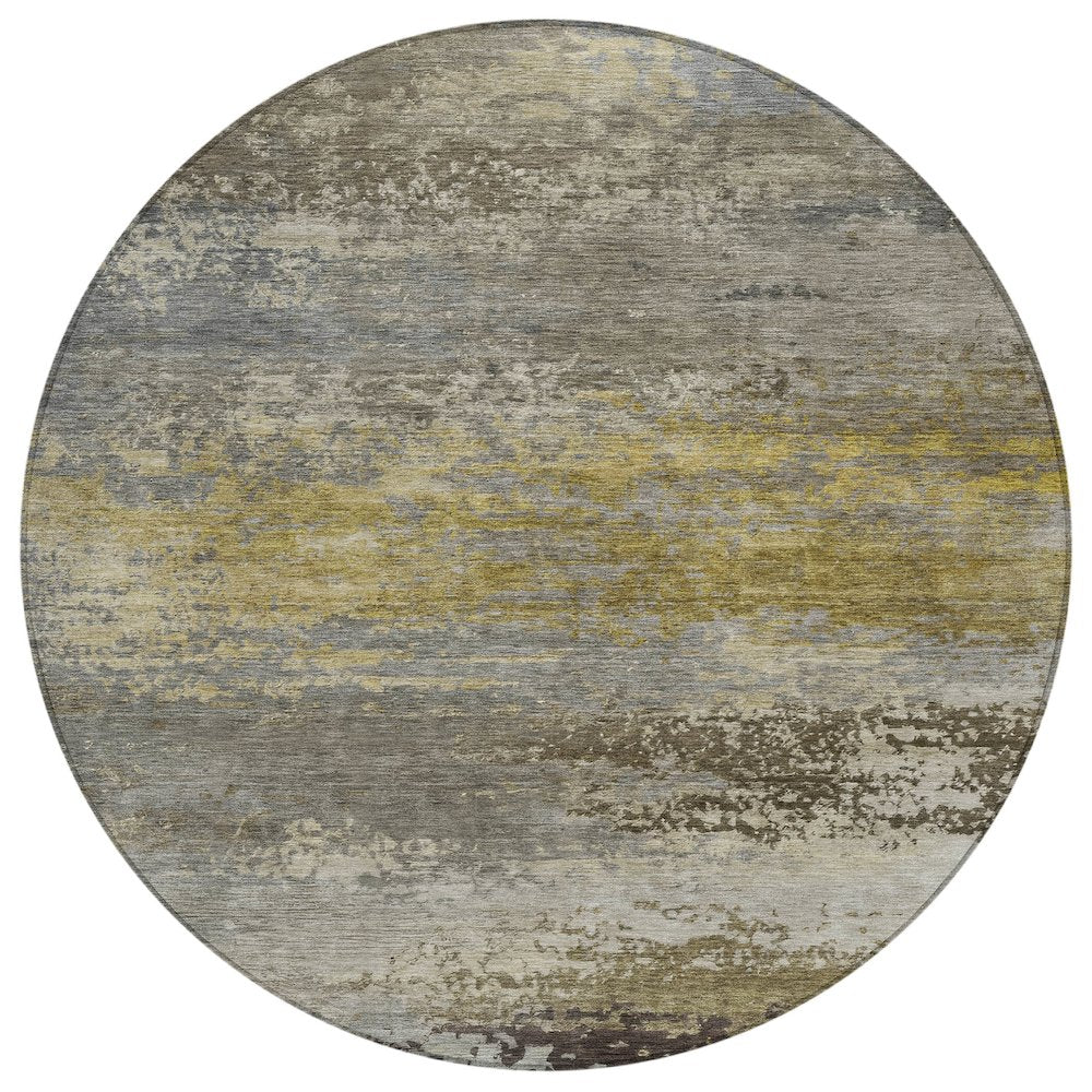 Machine Washable Indoor/Outdoor Chantille ACN2071 Taupe 8 x 8 Round Rug