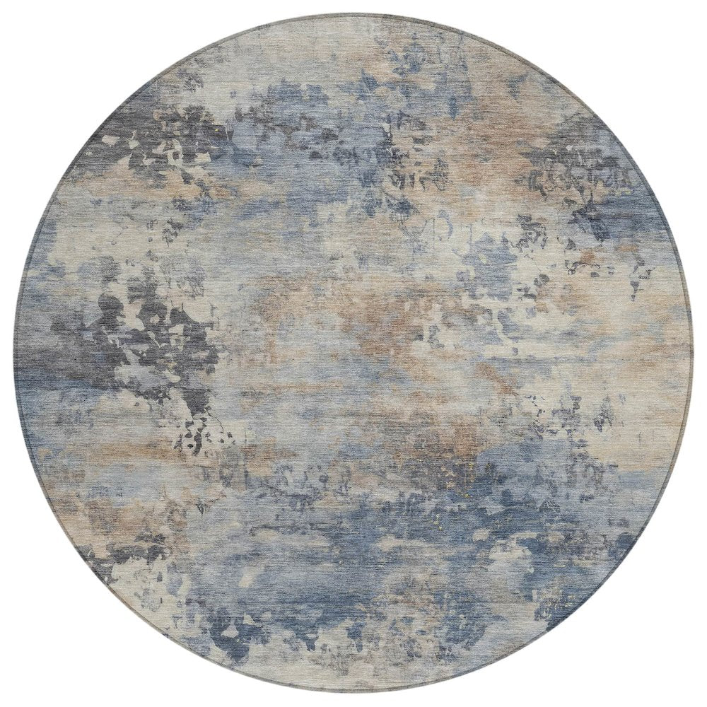 Machine Washable Indoor/Outdoor Chantille ACN2073 Denim 8 x 8 Round Rug