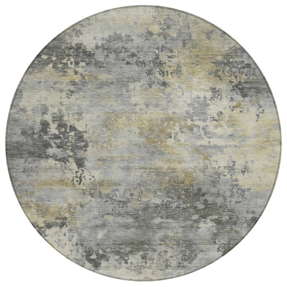 Machine Washable Indoor/Outdoor Chantille ACN2073 Pewter 8 x 8 Round Rug