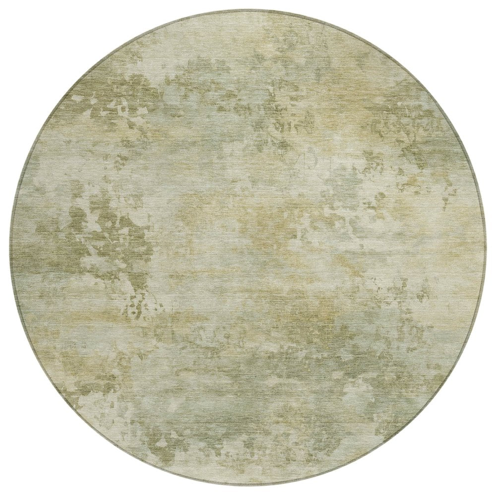 Machine Washable Indoor/Outdoor Chantille ACN2073 Sage 8 x 8 Round Rug