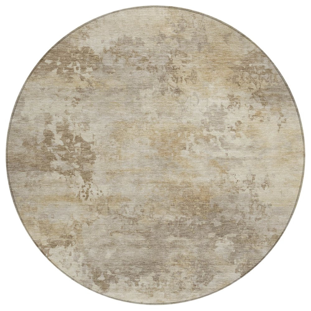 Machine Washable Indoor/Outdoor Chantille ACN2073 Tan 8 x 8 Round Rug