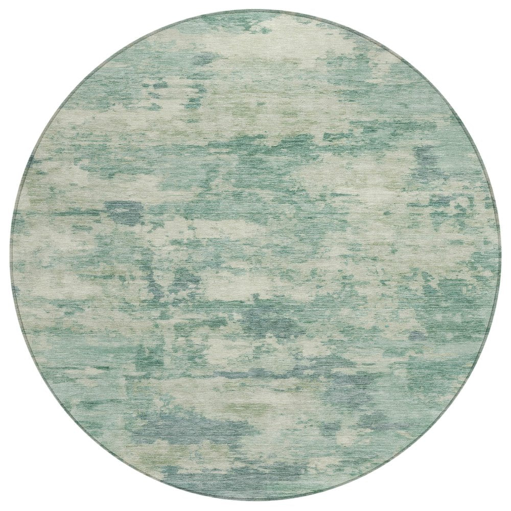 Machine Washable Indoor/Outdoor Chantille ACN2074 Teal 8 x 8 Round Rug
