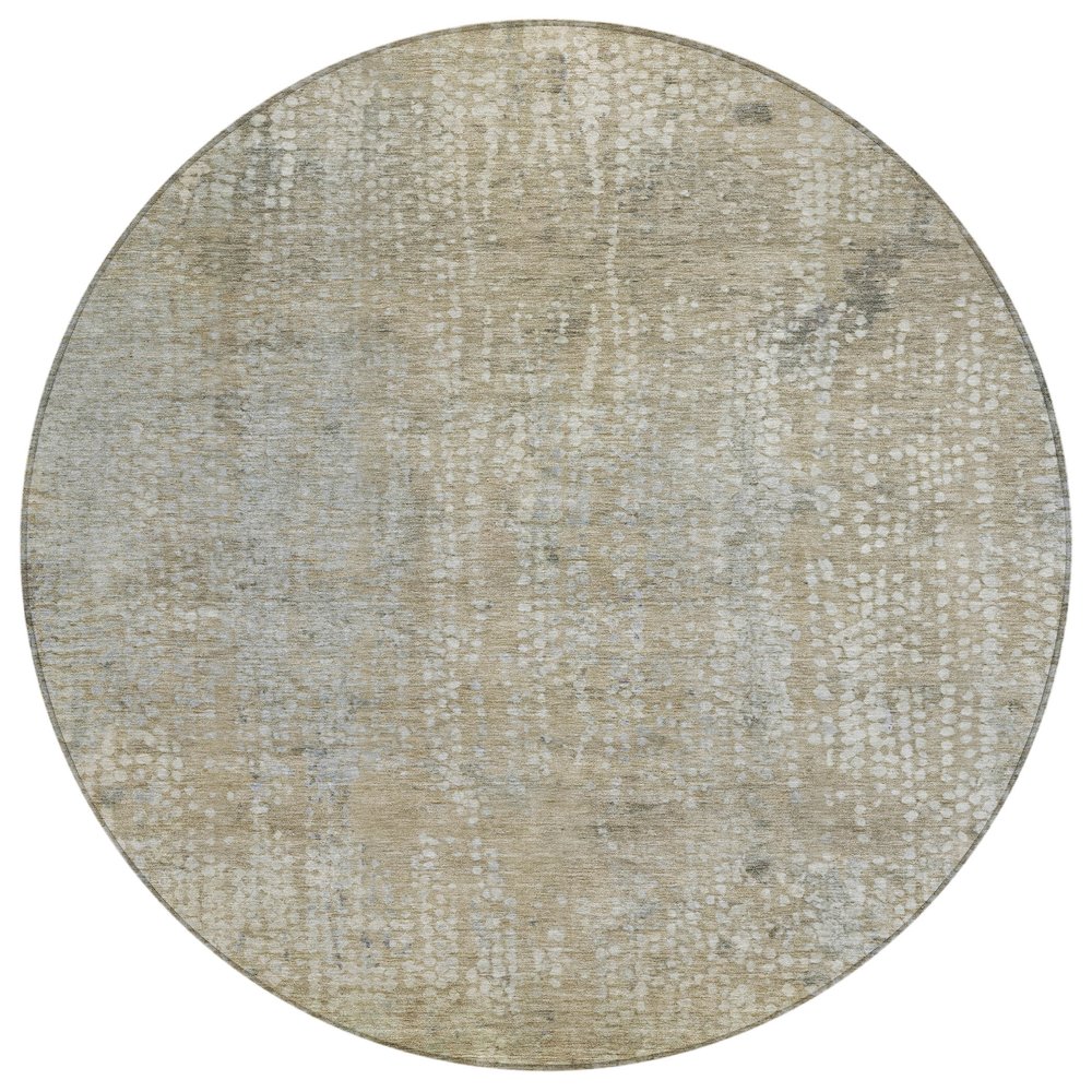 Machine Washable Indoor/Outdoor Chantille ACN2087 Beige 8 x 8 Round Rug