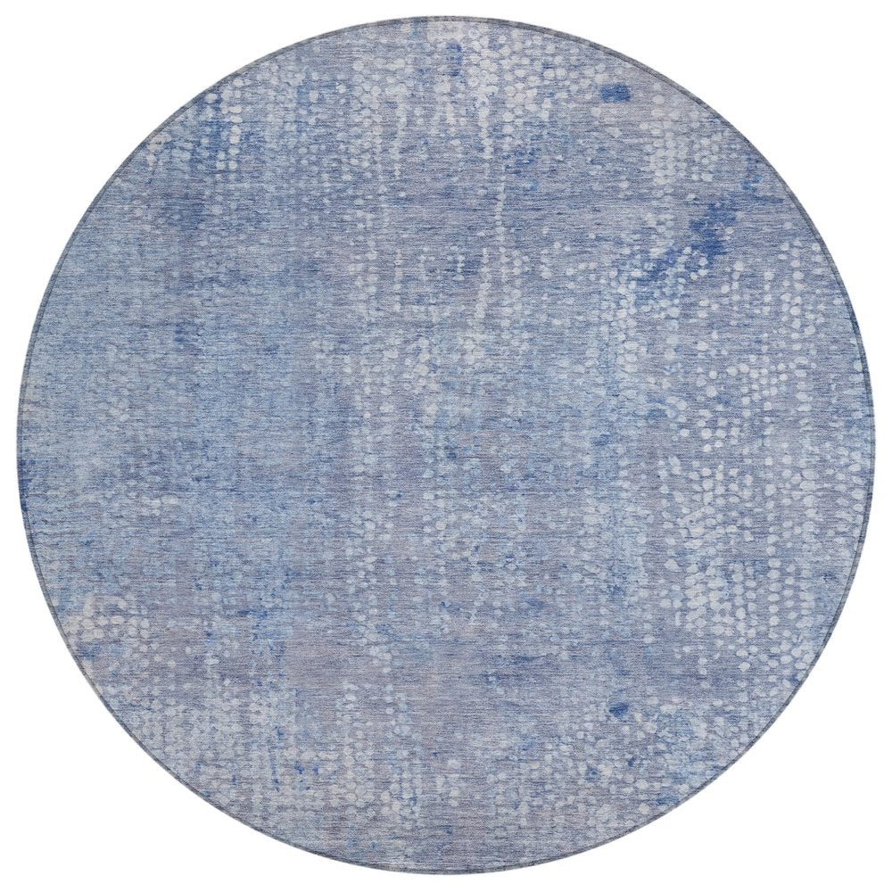 Machine Washable Indoor/Outdoor Chantille ACN2087 Blue 8 x 8 Round Rug