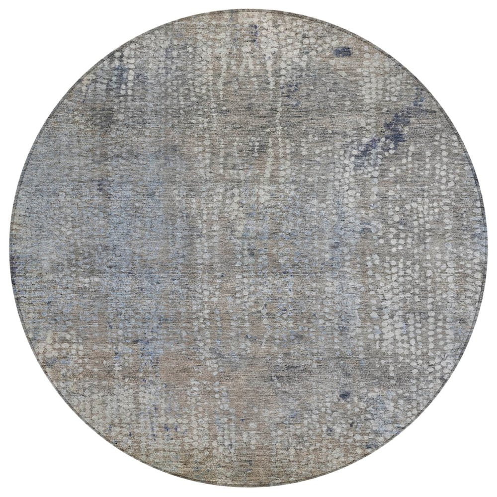 Machine Washable Indoor/Outdoor Chantille ACN2087 Taupe 8 x 8 Round Rug