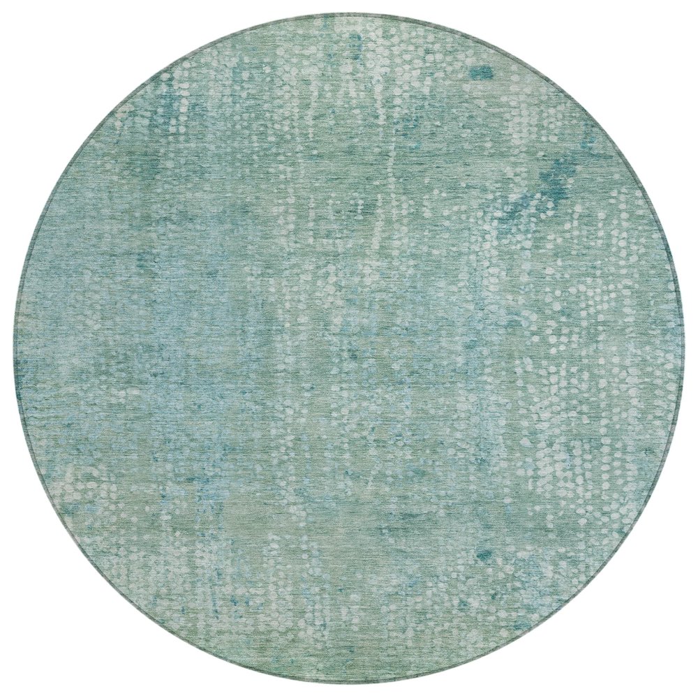Machine Washable Indoor/Outdoor Chantille ACN2087 Teal 8 x 8 Round Rug