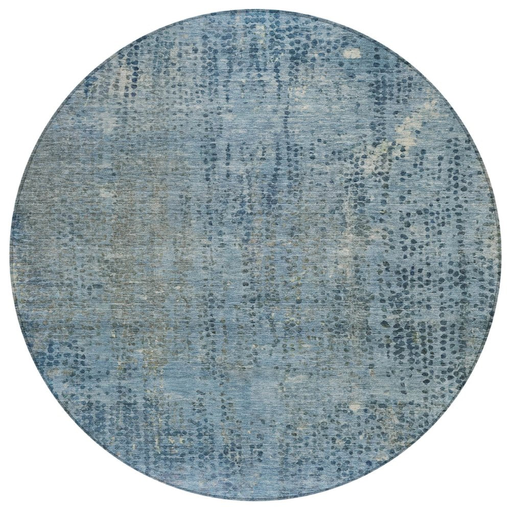 Machine Washable Indoor/Outdoor Chantille ACN2088 Blue 8 x 8 Round Rug