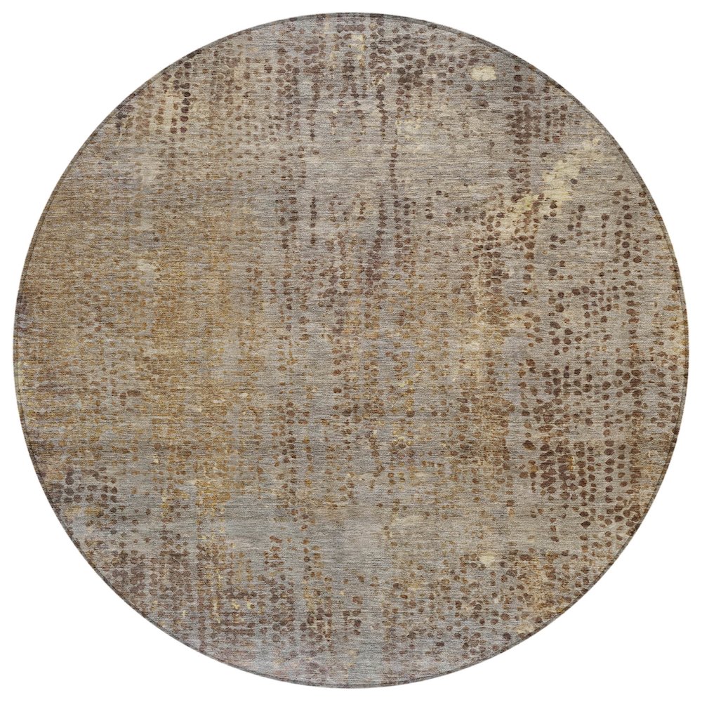 Machine Washable Indoor/Outdoor Chantille ACN2088 Brown 8 x 8 Round Rug