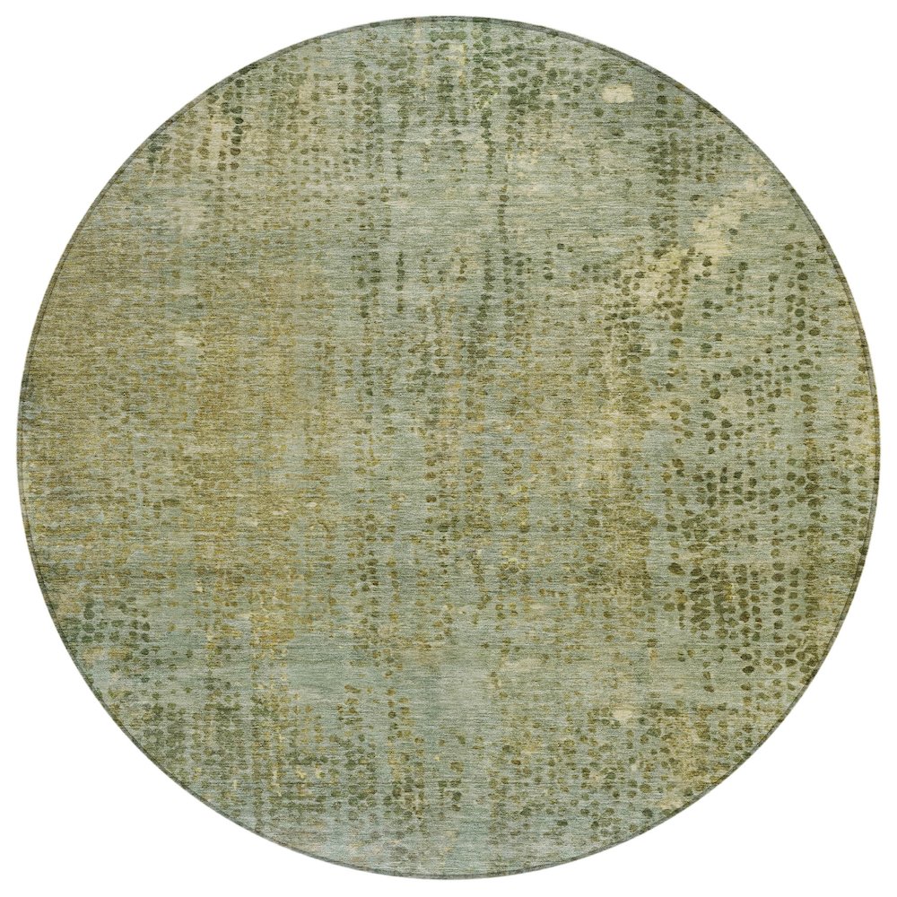 Machine Washable Indoor/Outdoor Chantille ACN2088 Green 8 x 8 Round Rug
