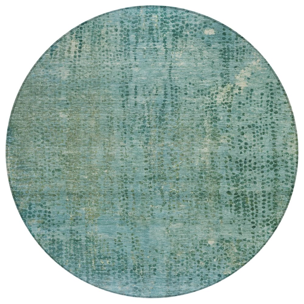 Machine Washable Indoor/Outdoor Chantille ACN2088 Teal 8 x 8 Round Rug