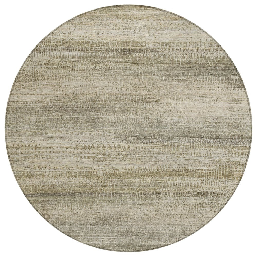 Machine Washable Indoor/Outdoor Chantille ACN2089 Taupe 8 x 8 Round Rug