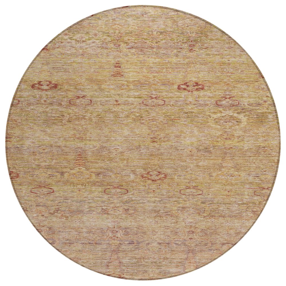 Machine Washable Indoor/Outdoor Chantille ACN2090 Coral 8 x 8 Round Rug