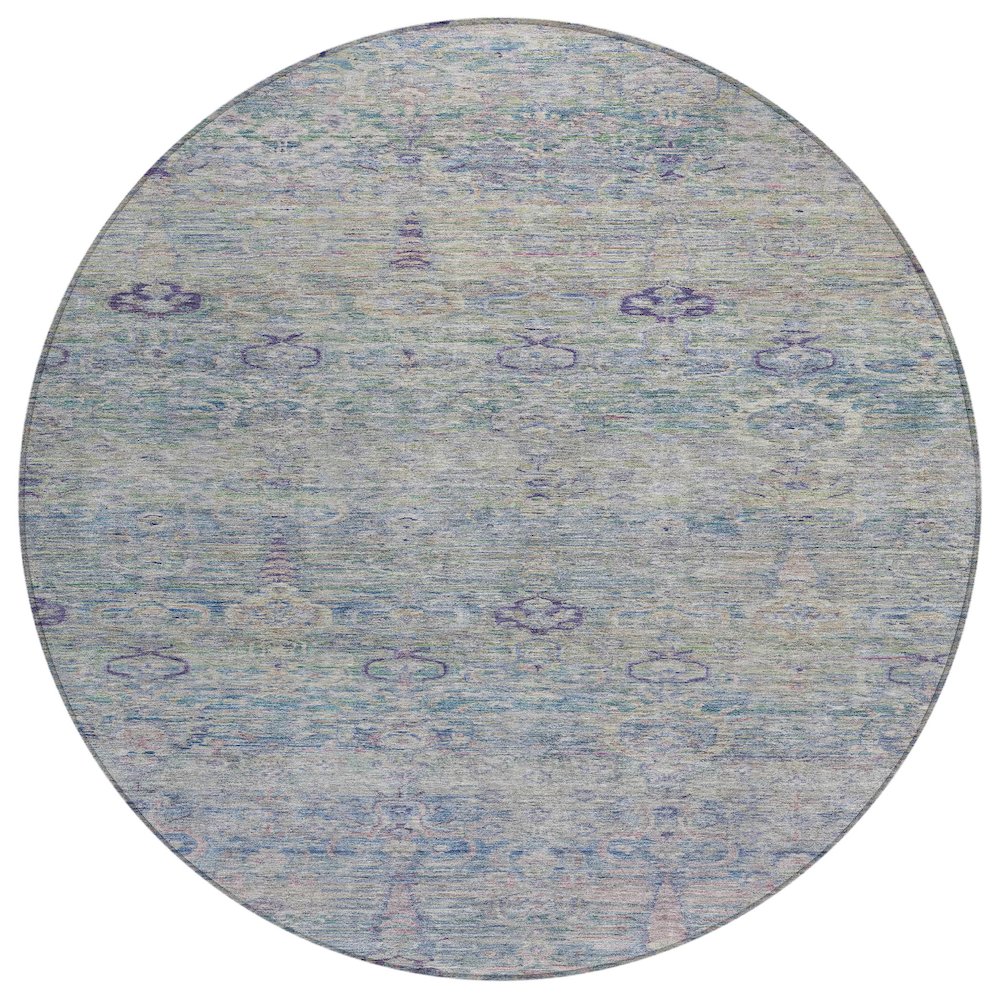 Machine Washable Indoor/Outdoor Chantille ACN2090 Plum 8 x 8 Round Rug