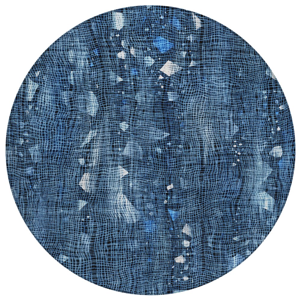 Machine Washable Indoor/Outdoor Chantille ACN2092 Blue 8 x 8 Round Rug