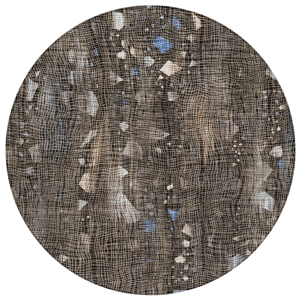 Machine Washable Indoor/Outdoor Chantille ACN2092 Chocolate 8 x 8 Round Rug