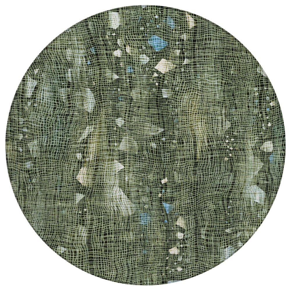 Machine Washable Indoor/Outdoor Chantille ACN2092 Fern 8 x 8 Round Rug