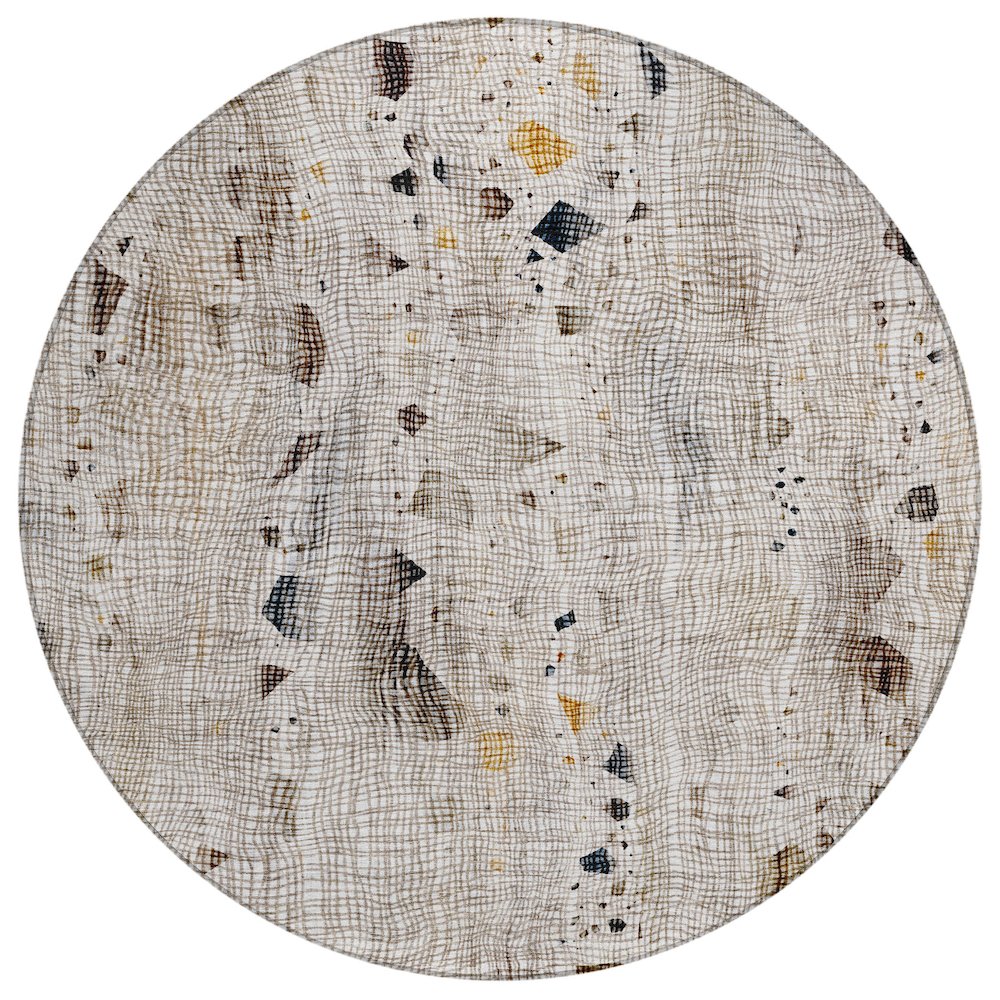 Machine Washable Indoor/Outdoor Chantille ACN2092 Linen 8 x 8 Round Rug