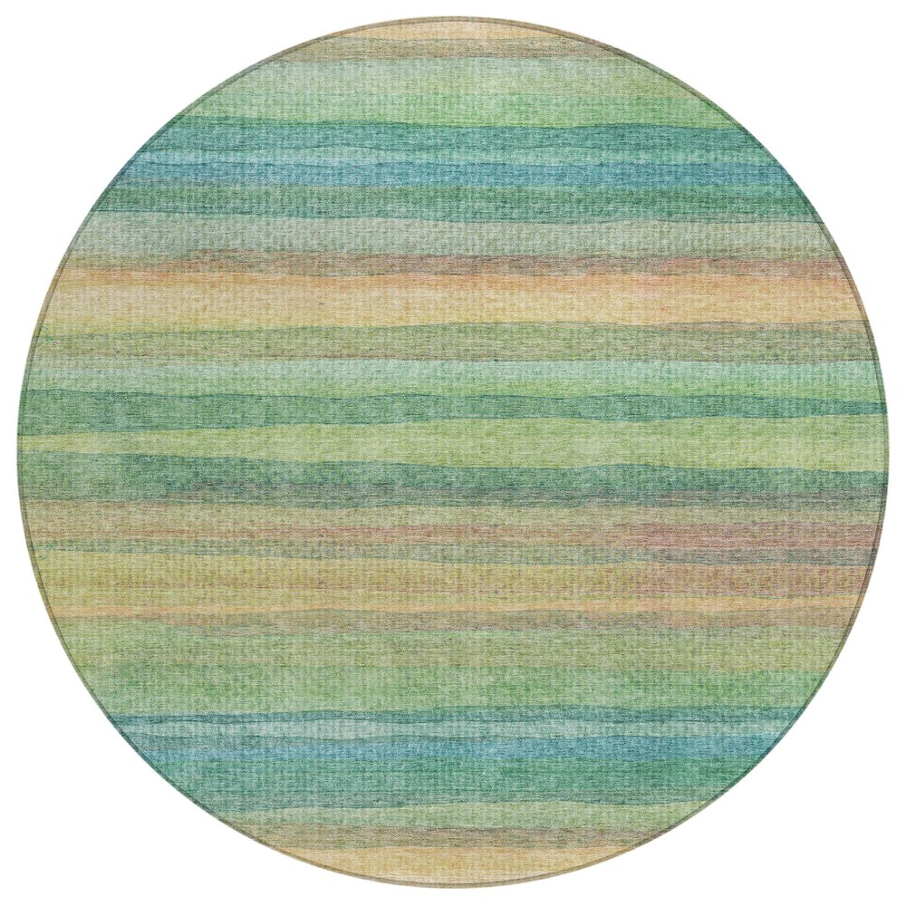 Machine Washable Indoor/Outdoor Chantille ACN2093 Aloe 8 x 8 Round Rug
