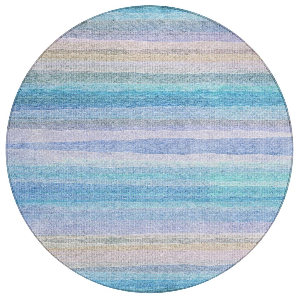 Machine Washable Indoor/Outdoor Chantille ACN2093 Aqua 8 x 8 Round Rug