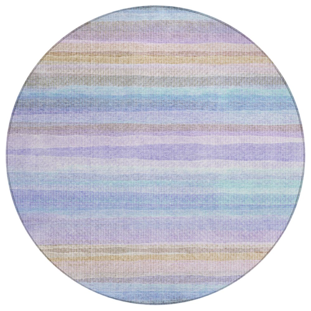Machine Washable Indoor/Outdoor Chantille ACN2093 Lavender 8 x 8 Round Rug