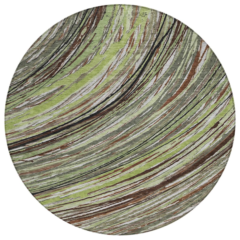 Machine Washable Indoor/Outdoor Chantille ACN2094 Aloe 8 x 8 Round Rug
