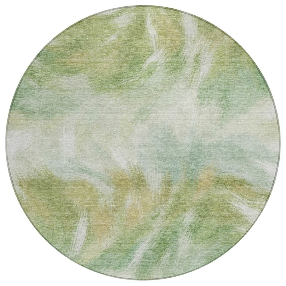Machine Washable Indoor/Outdoor Chantille ACN2096 Green 8 x 8 Round Rug