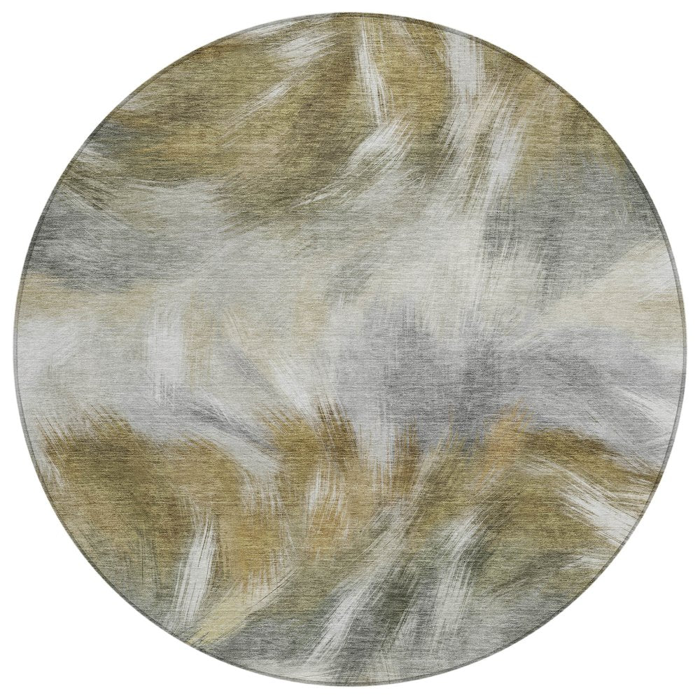 Machine Washable Indoor/Outdoor Chantille ACN2096 Pewter 8 x 8 Round Rug